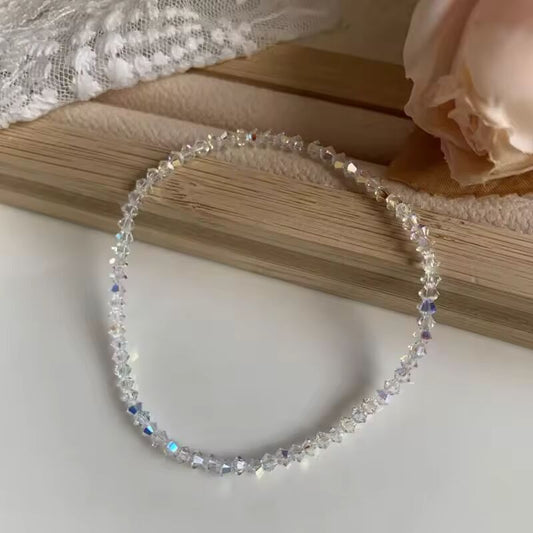 Shiny Transparent White Thin Crystal Bracelet for Women Simple Refracted Colorful Light Stretch Bracelet 2023 Jewelry Party Gift